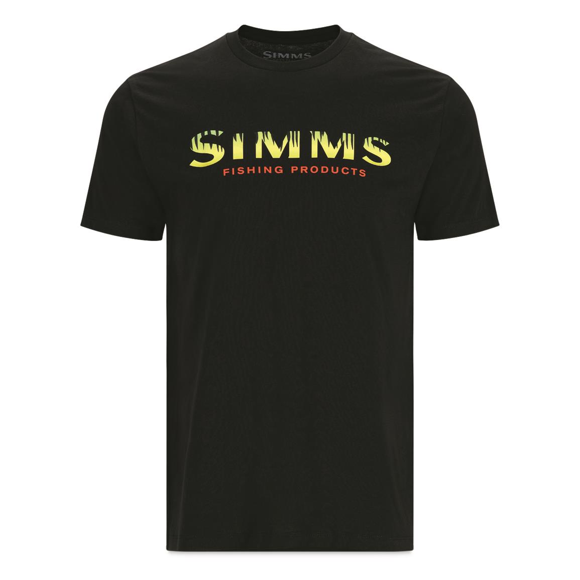 Simms Men's Logo T-Shirt, Black Neon