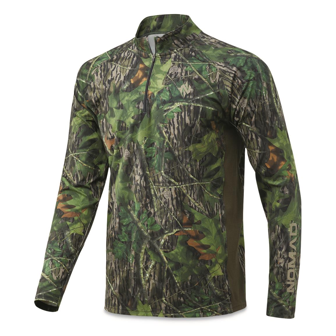 NOMAD Men's Pursuit Quarter-Zip Camo Hunting Shirt, Mossy Oak Shadowleaf