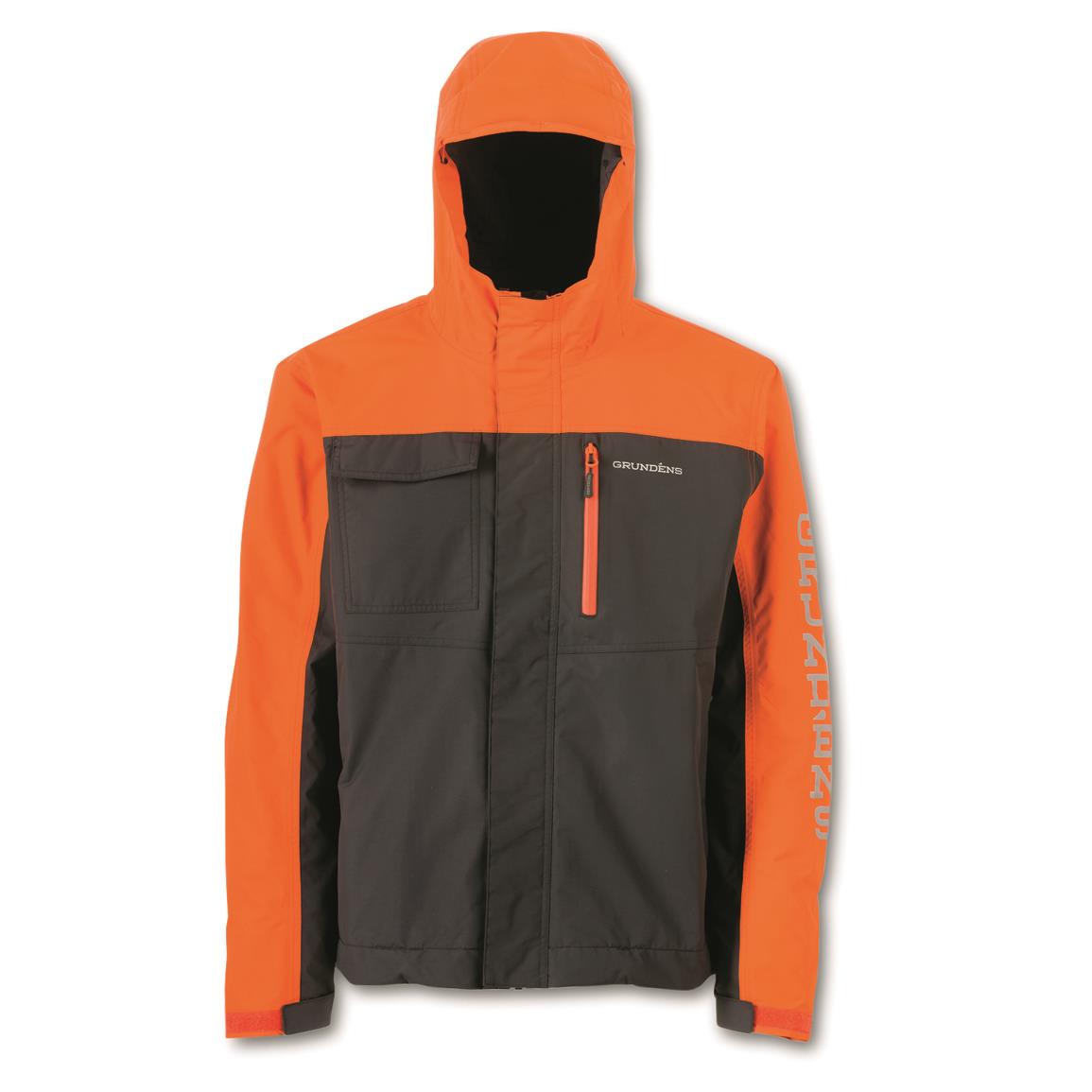 Grundens Men's Transmit Waterproof Jacket, Red Orange