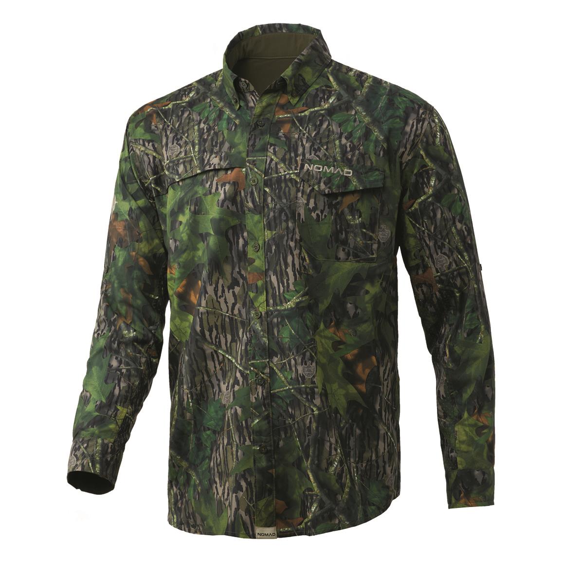NOMAD Men's Stretch Lite Long-sleeve Camo Hunting Shirt, Mossy Oak Shadowleaf
