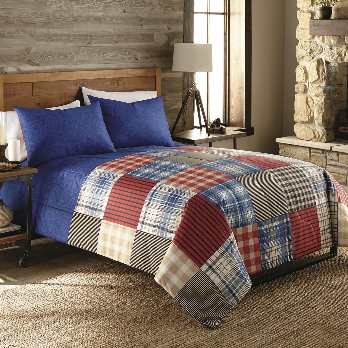 Shavel Micro Flannel 6-In-1 Reversible Comforter Set, Berry Patch Plaid