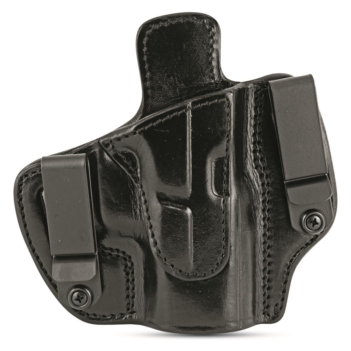 Tagua Crusader Black Leather OWB/IWB Holster, Glock 19/SIG SAUER P320 Compact