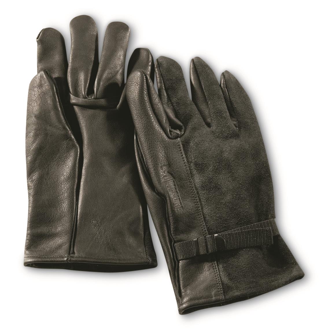U.S. Military Style D3A Leather Gloves, Used, Black
