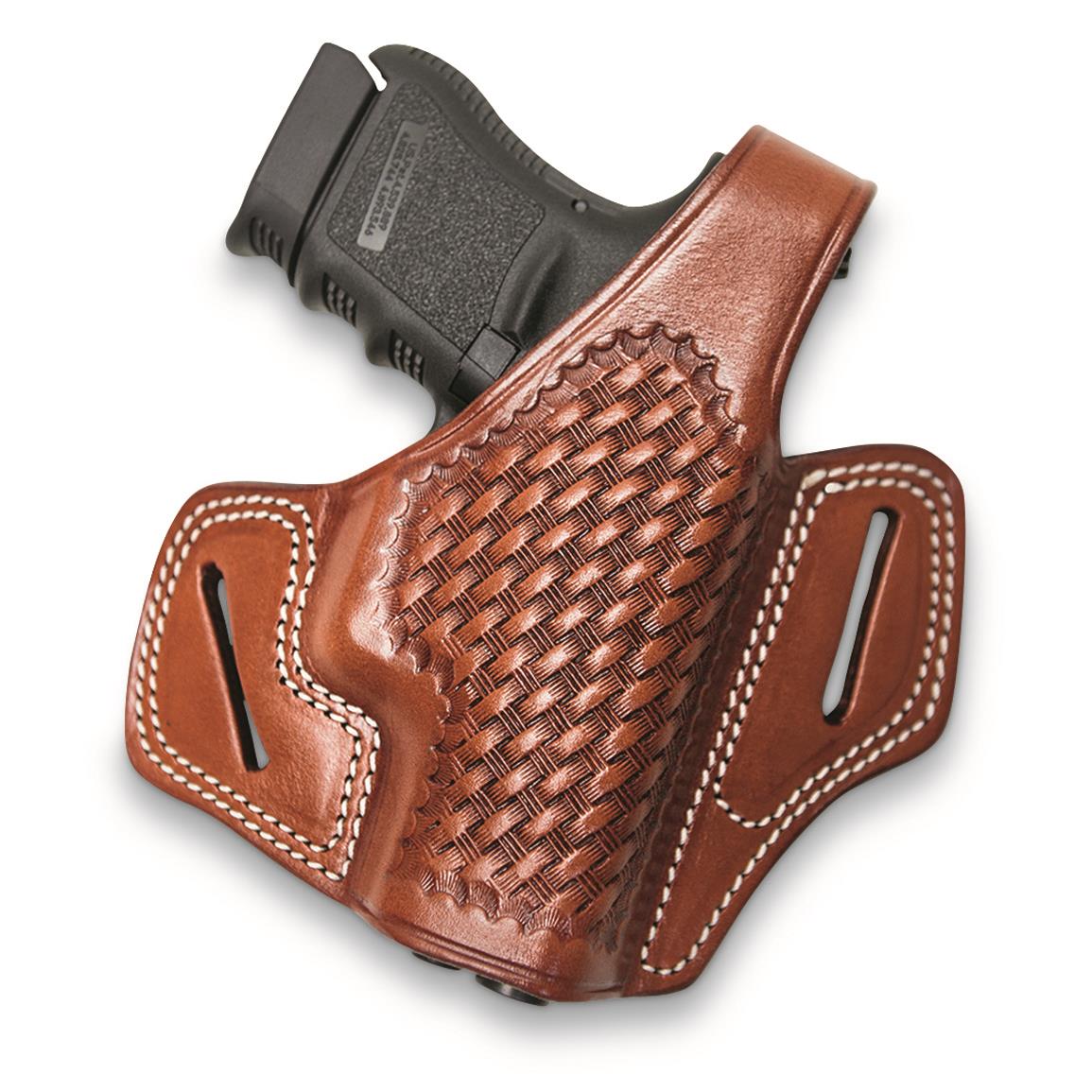 Cebeci Arms Leather Basketweave Pancake Holster, SIG SAUER P320, Right Hand