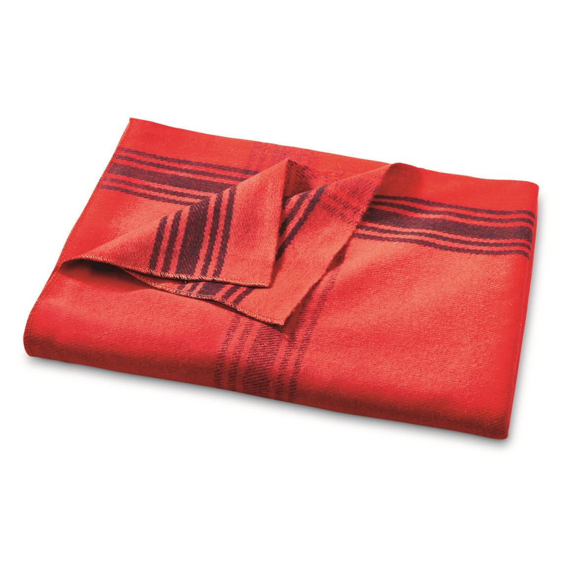 Fox Outdoors NATO Military Style Wool Blend Blanket, Red