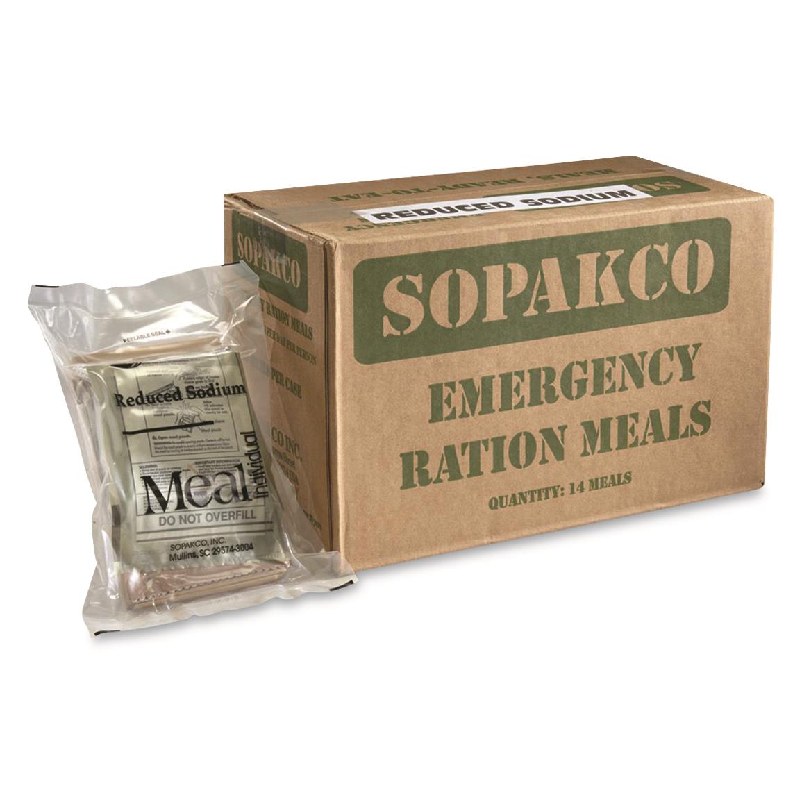 U.S. Military Surplus FEMA MRE Low Sodium Complete Meals, 14 Pack, New
