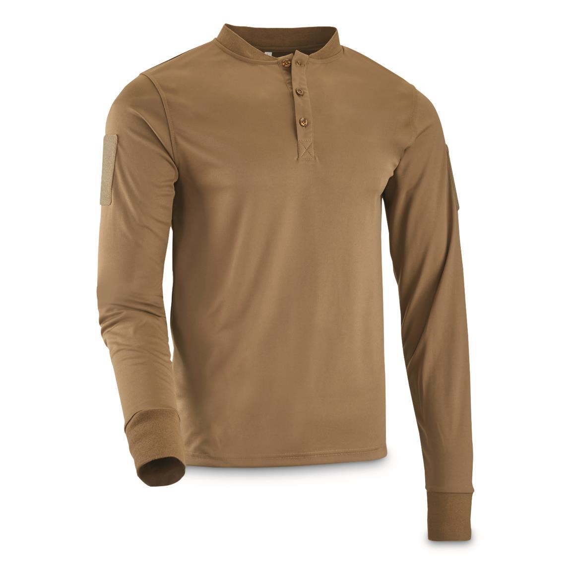 Brooklyn Armed Forces Wallace Beery Base Layer Henley Shirt, Tan 499