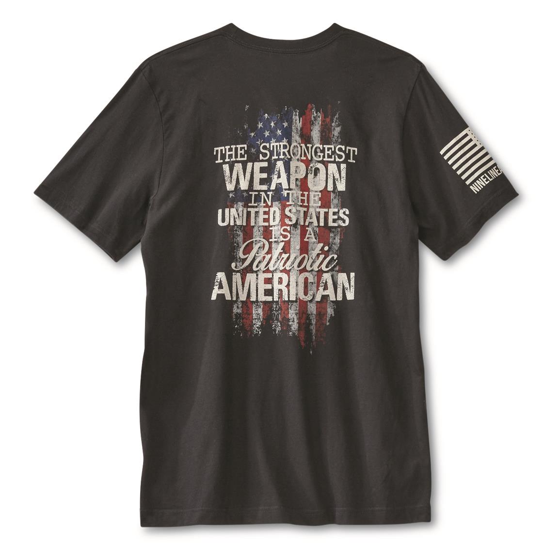 Nine Line Patriotic American T-shirt, Black