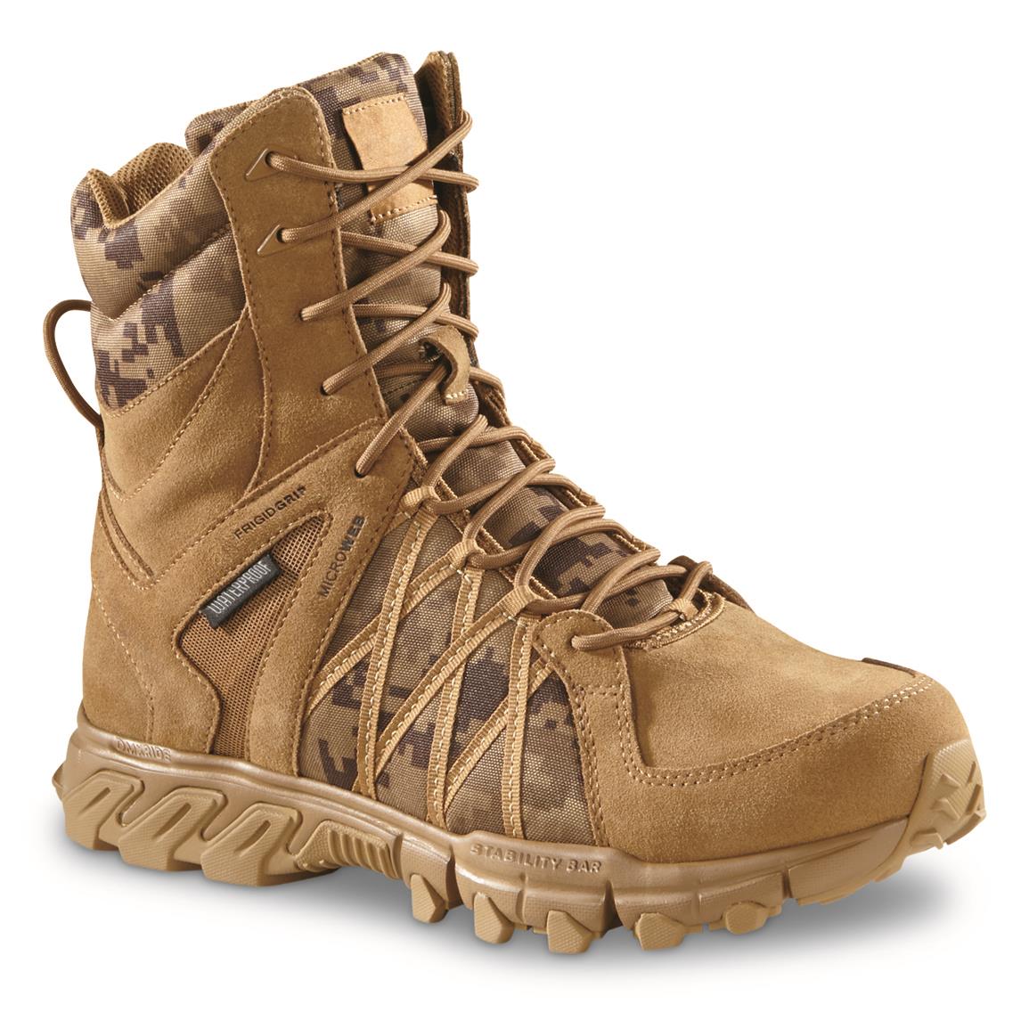 Reebok Men's Trailgrip 8" Side-zip Waterproof Tactical Boots, Digital Camo, Coyote Digital Camo