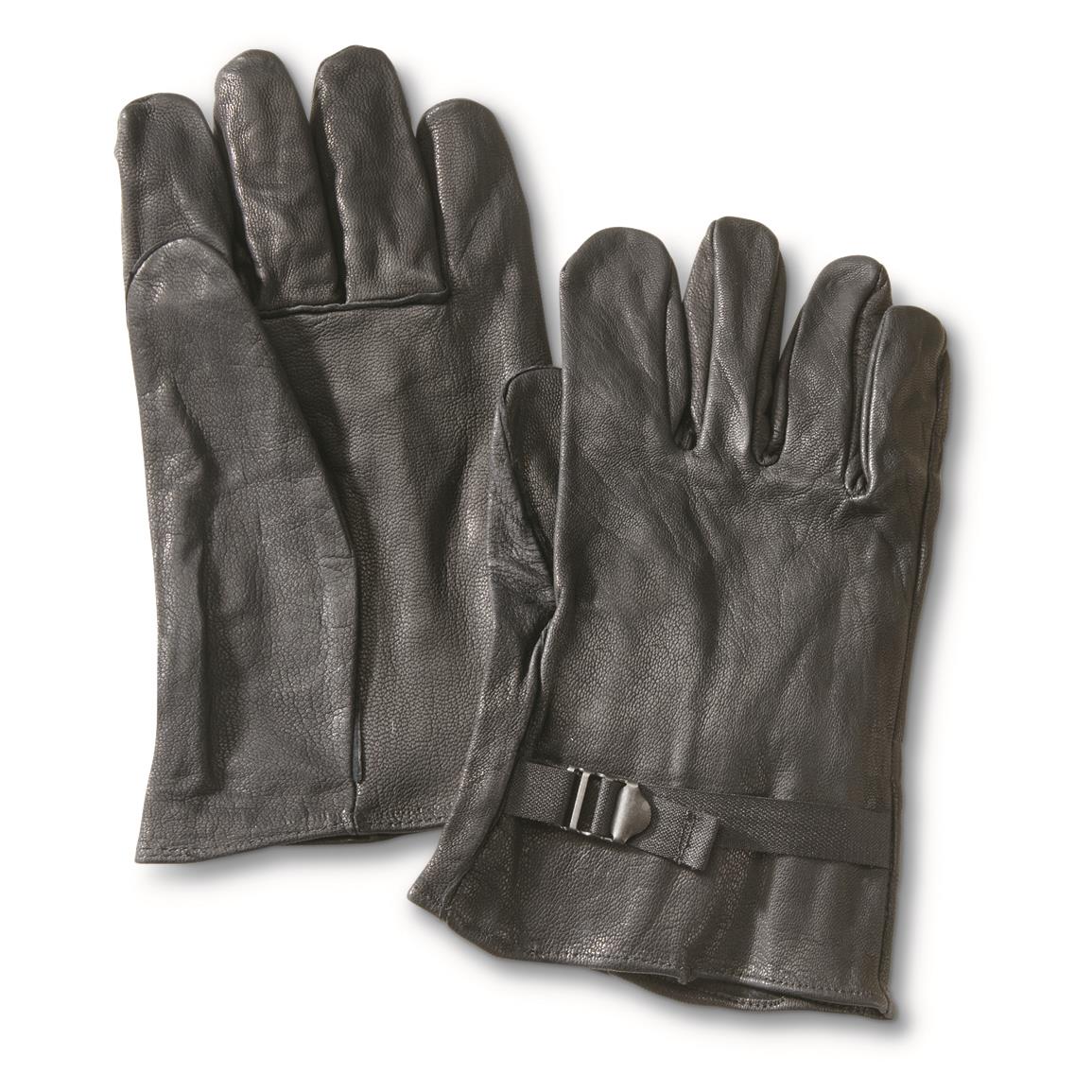 Belgian Military Surplus D3A Leather Gloves, 2 Pairs, New, Black
