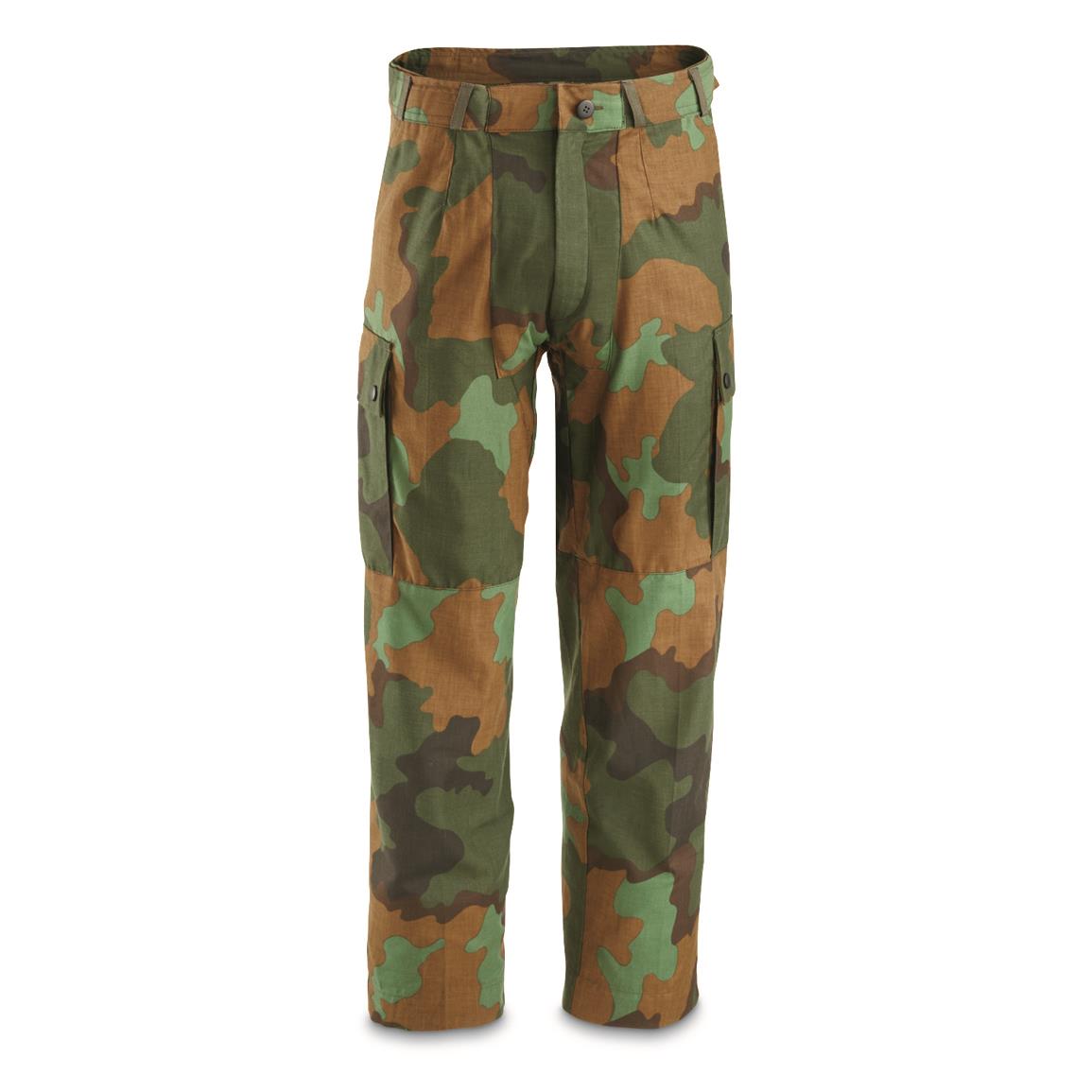 Dutch Military Surplus Tropical Camo BDU Pants, New, Woodland