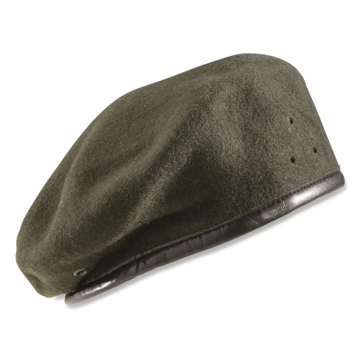 Chinese Military Surplus Wool Beret, Used, Olive Drab