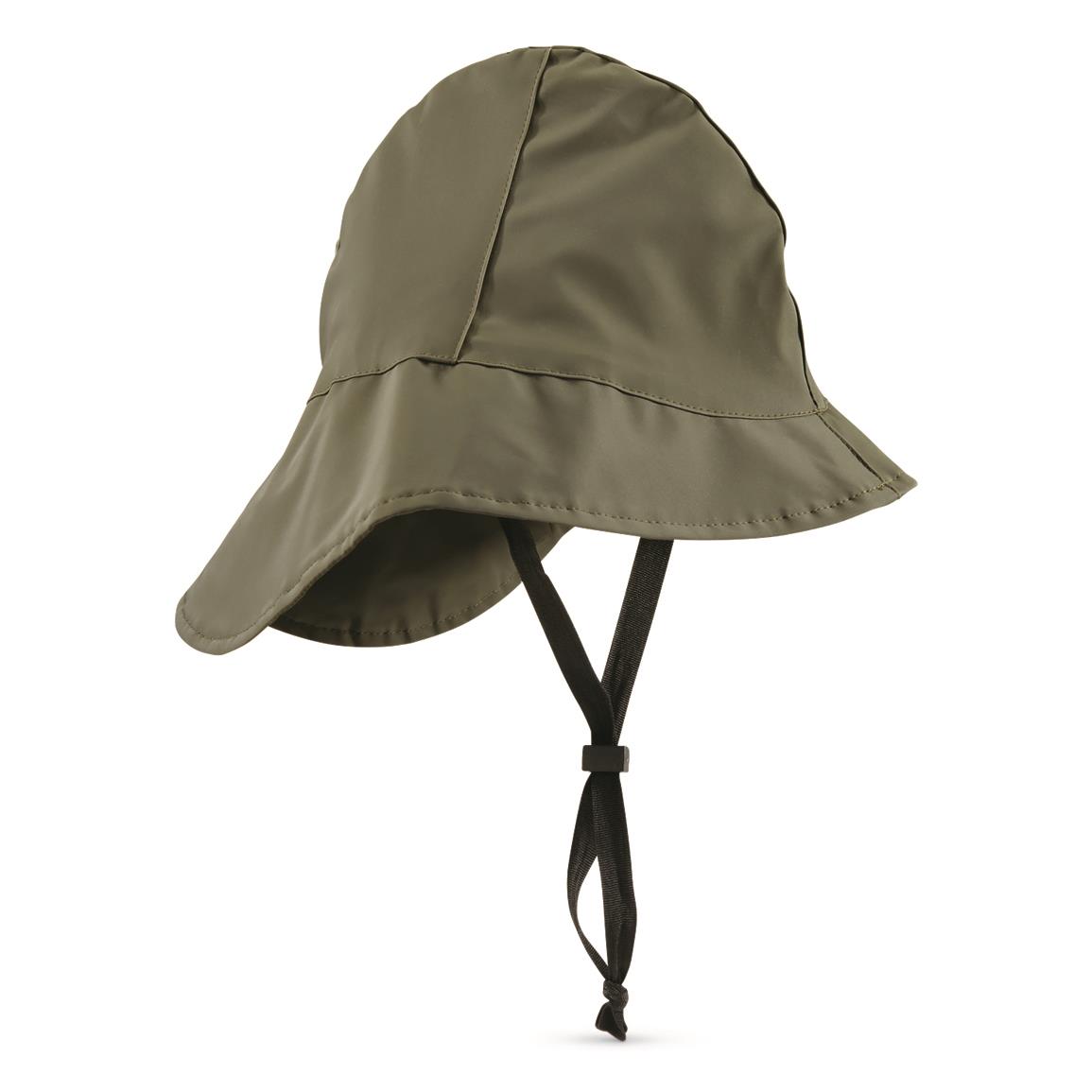 Swedish Military Sou'wester Rain Hat, Reproduction, Olive Drab