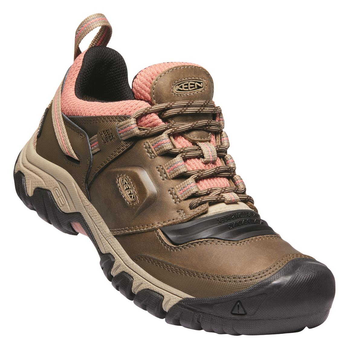 Keen Women's Ridge Flex Waterproof Hiking Shoes, Timberwolf/brick Dust