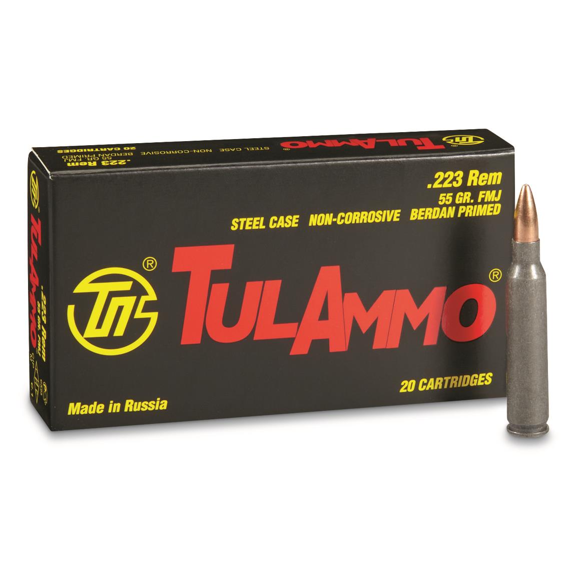 TulAmmo, .223 Remington, FMJ, 55 Grain, 180 Rounds