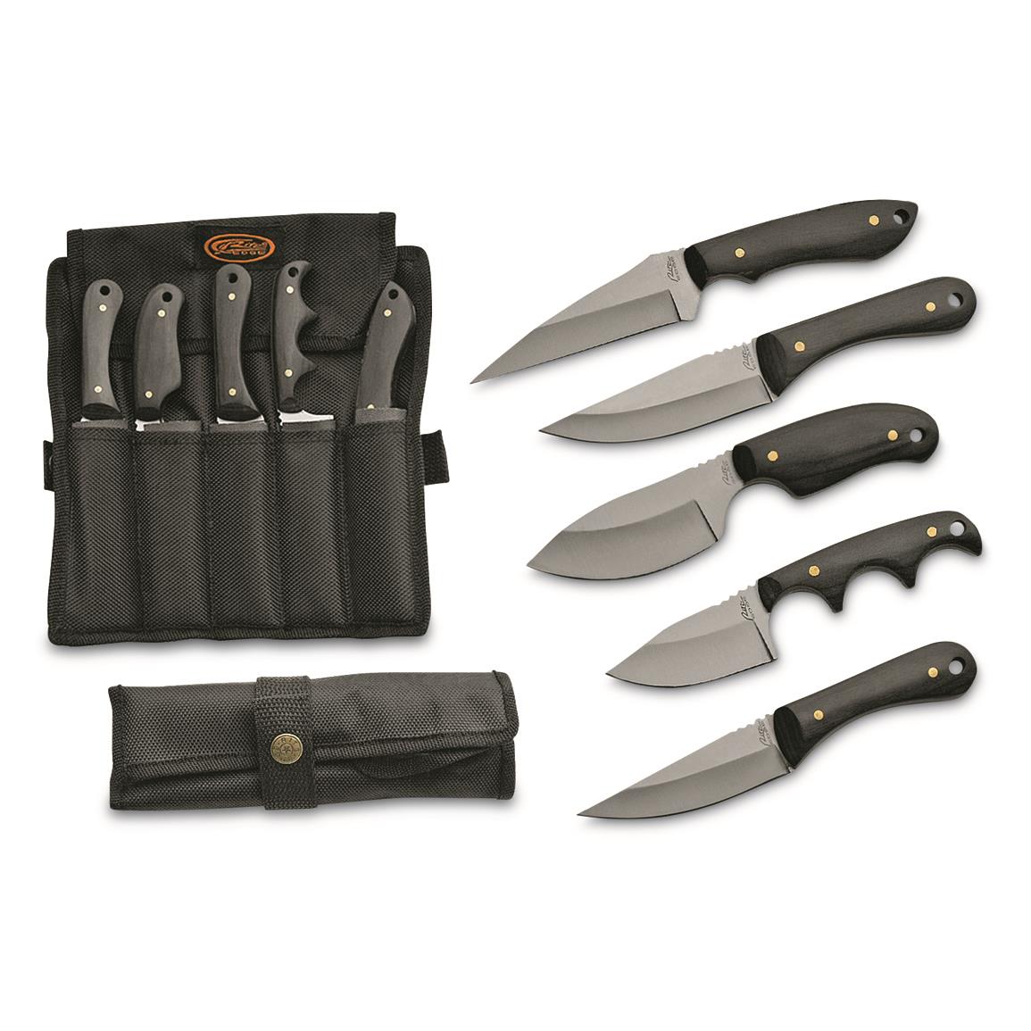 SZCO 5 Piece Skinner Knife Set, Black