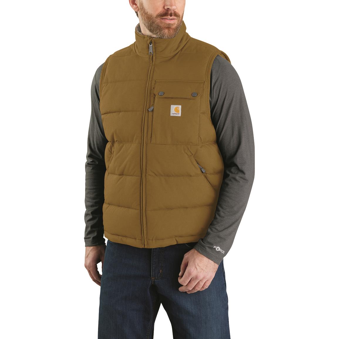 Carhartt Men's Rain Defender Relaxed Fit Midweight Insulated Vest, Oak Brown