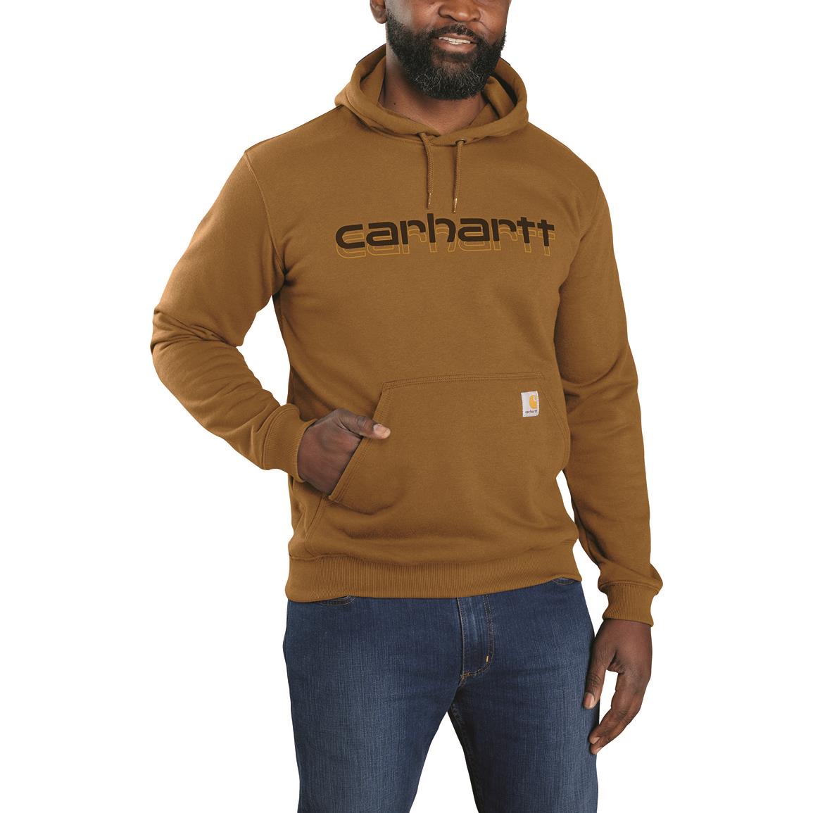 Carhartt Mens Rain Defender Loose Fit Midweight Logo Graphic Hoodie 727300 Sweatshirts