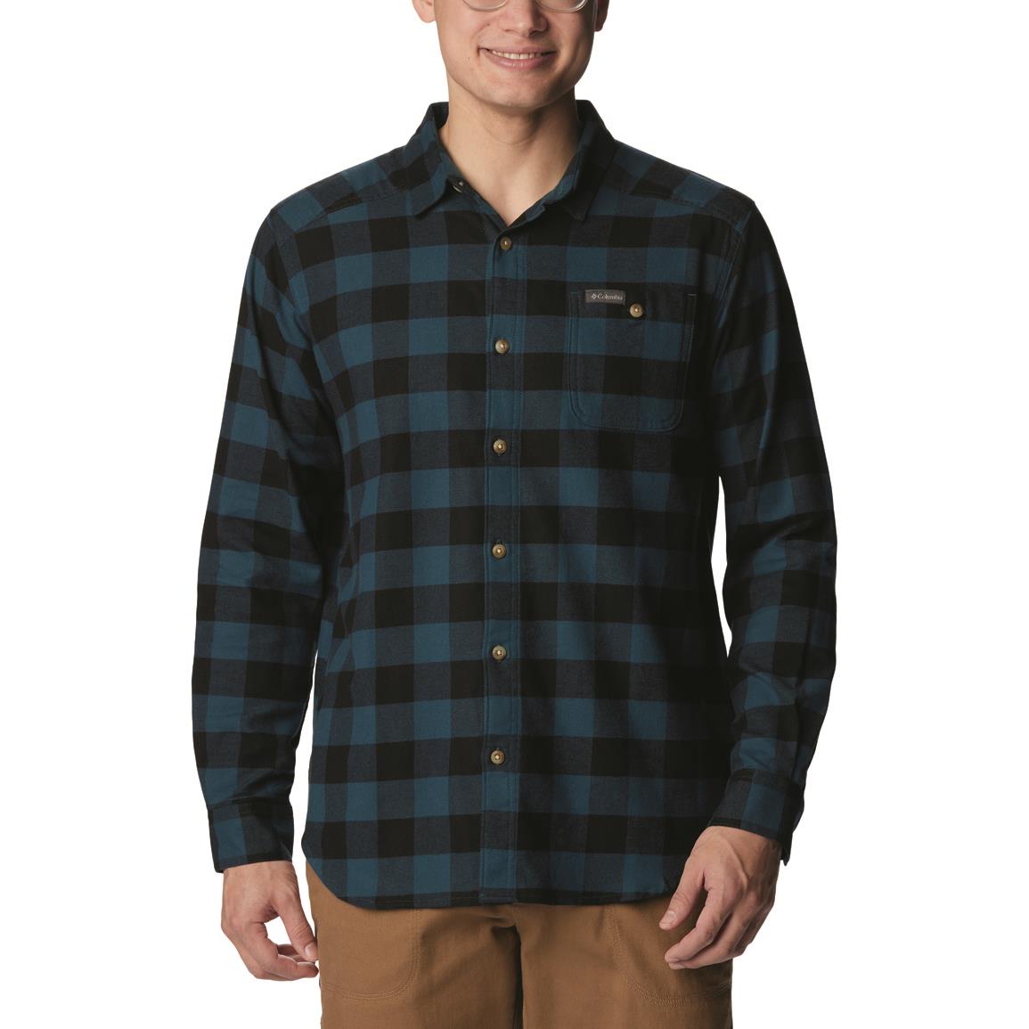 Columbia Men's Cornell Woods Flannel Shirt, Night Wave Buffalo Check