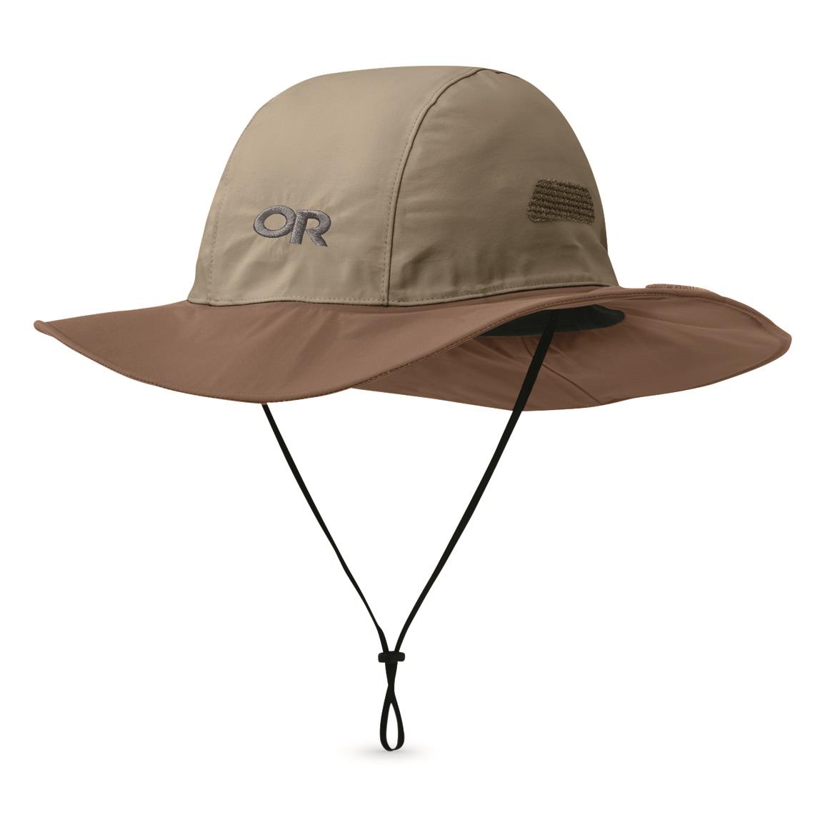 Outdoor Research Seattle Sombrero Waterproof Rain Hat, Khaki/Java