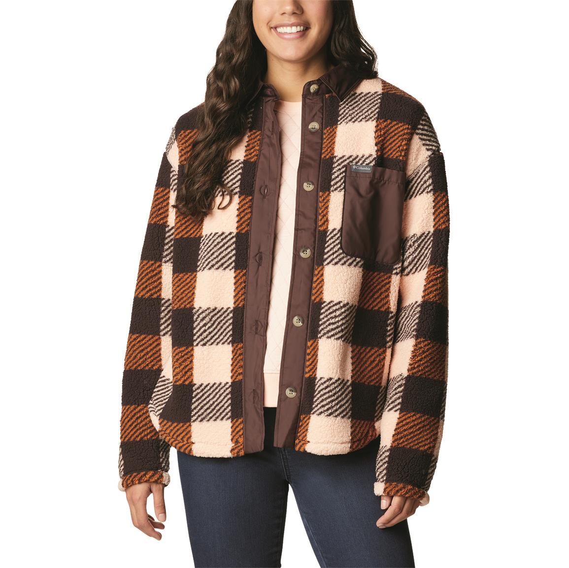Columbia Women's West Bend Shirt Jacket, Warm Copper Check Multi Print