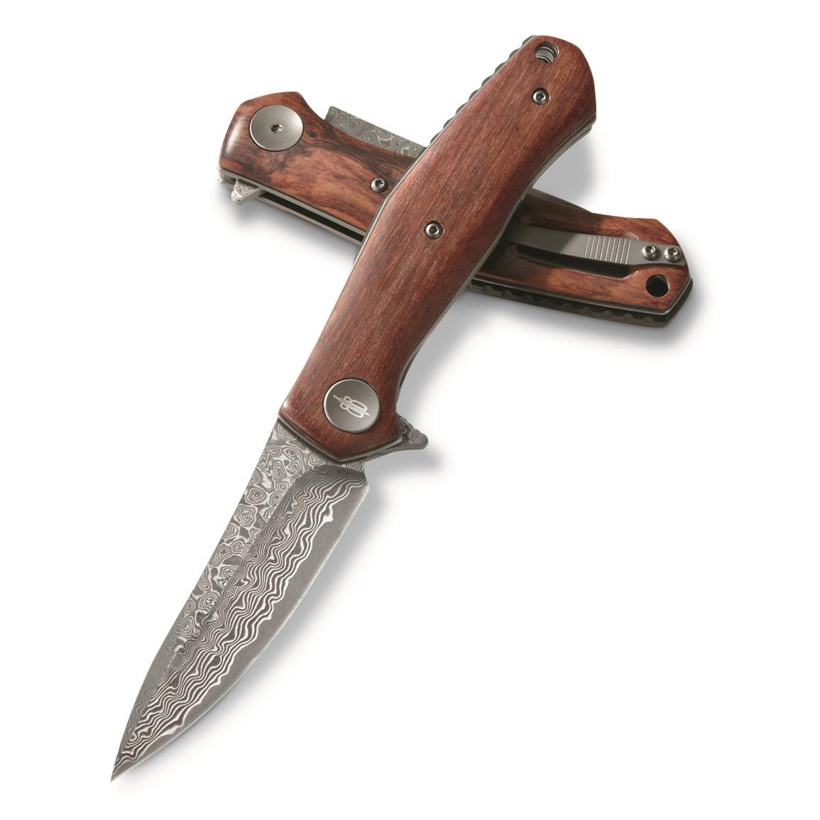 BucknBear Damascus Falcon Folding Knife