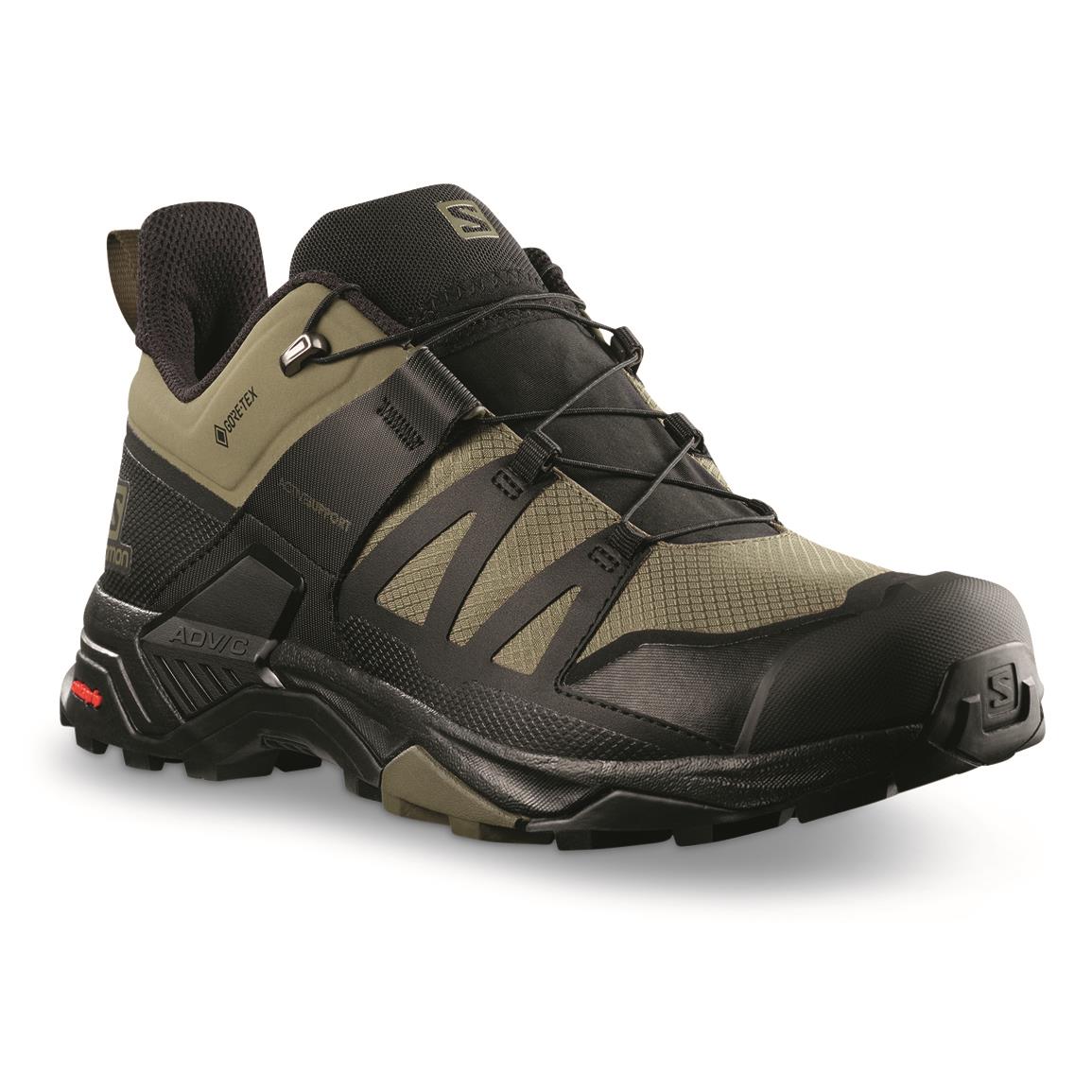 Salomon Men's X Ultra 4 GTX Waterproof Hiking Shoes, GORE-TEX, Deep Lichen Green/black/olive Night
