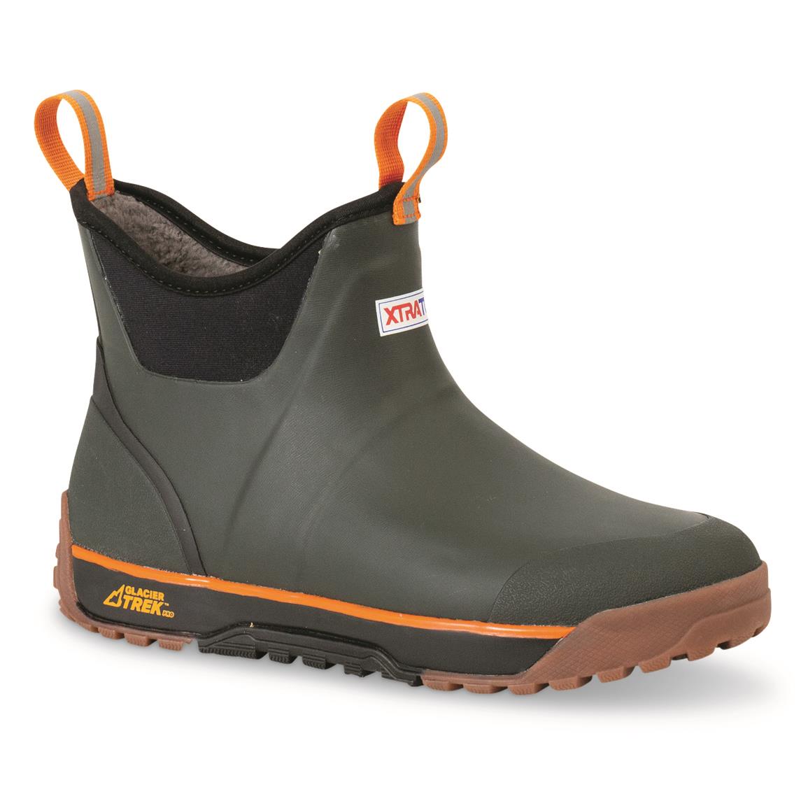 XTRATUF Men's Ice Rubber Waterproof Ankle Deck Boots, Olive