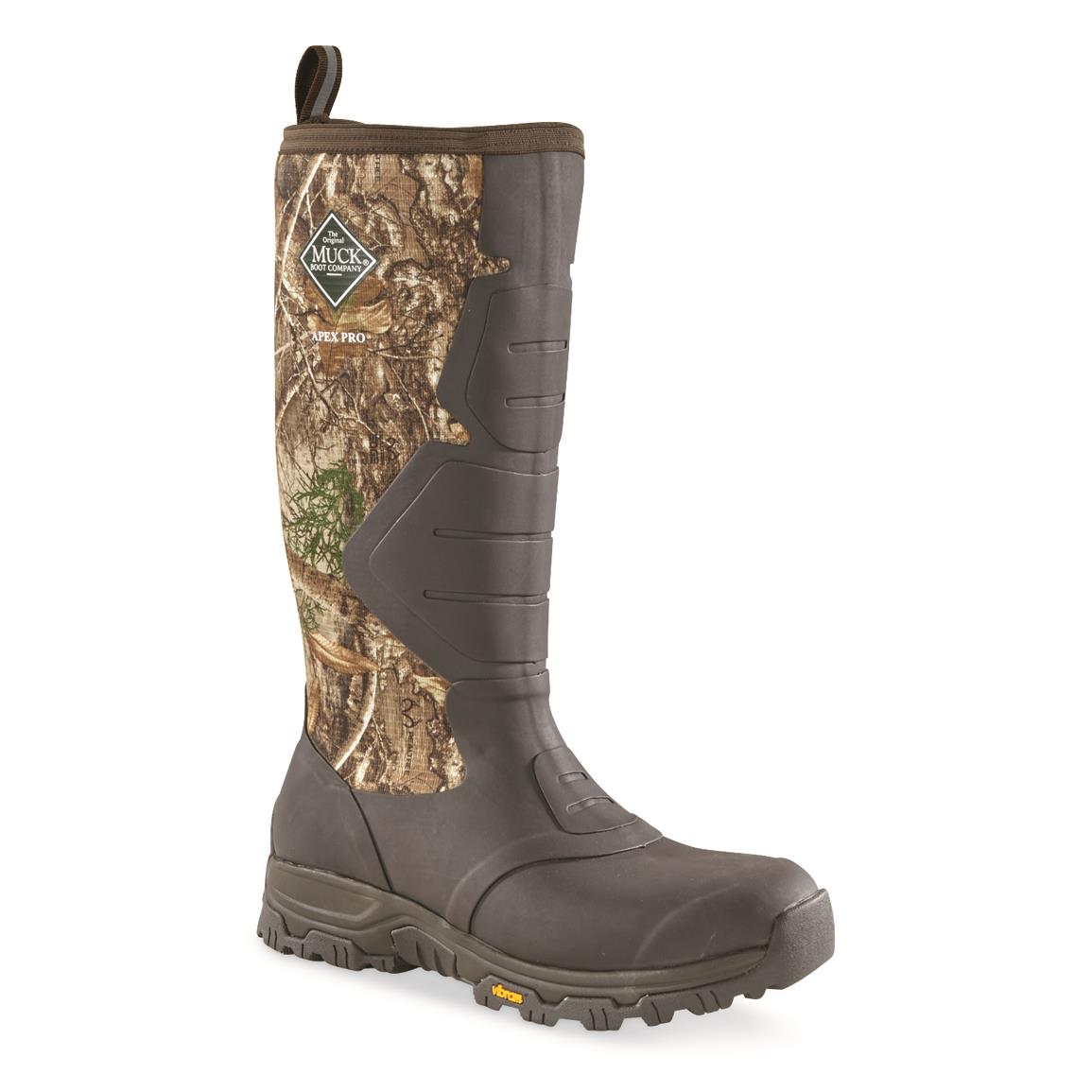 Muck Men's Apex Pro 16" Insulated Fleece Arctic Grip AT Rubber Hunting Boots, Bark/realtree Edge