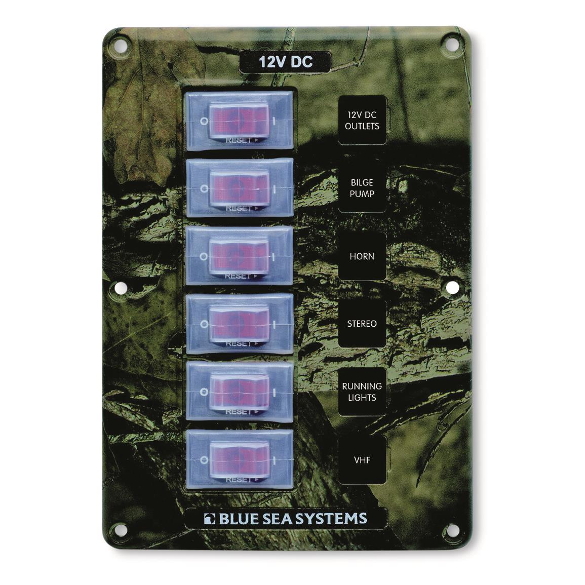 Blue Sea Systems 6 Position Circuit Breaker Panel, Camo