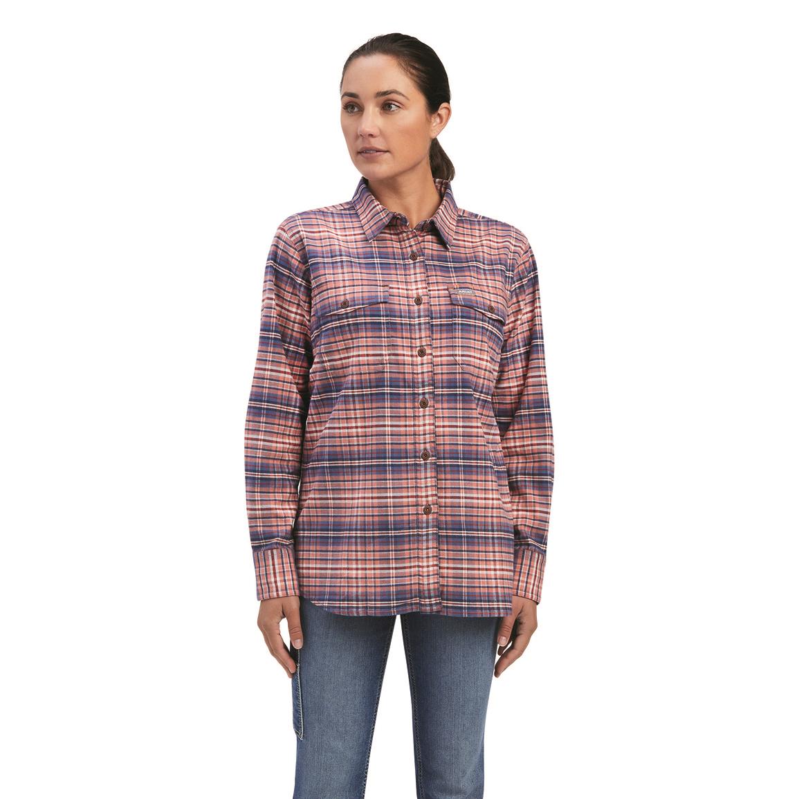 Ariat Women's Rebar Flannel DuraStretch Work Shirt, Faded Rose