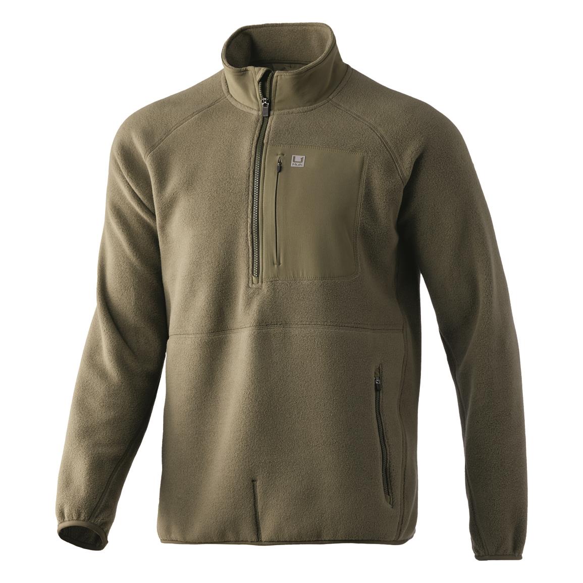 Huk Men's Waypoint Fleece Half-zipper Pullover Jacket, Moss