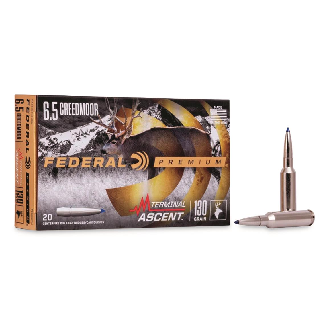 Federal Premium Terminal Ascent, 6.5mm Creedmoor, Bonded Polymer Tip, 130 Grain, 20 Rounds