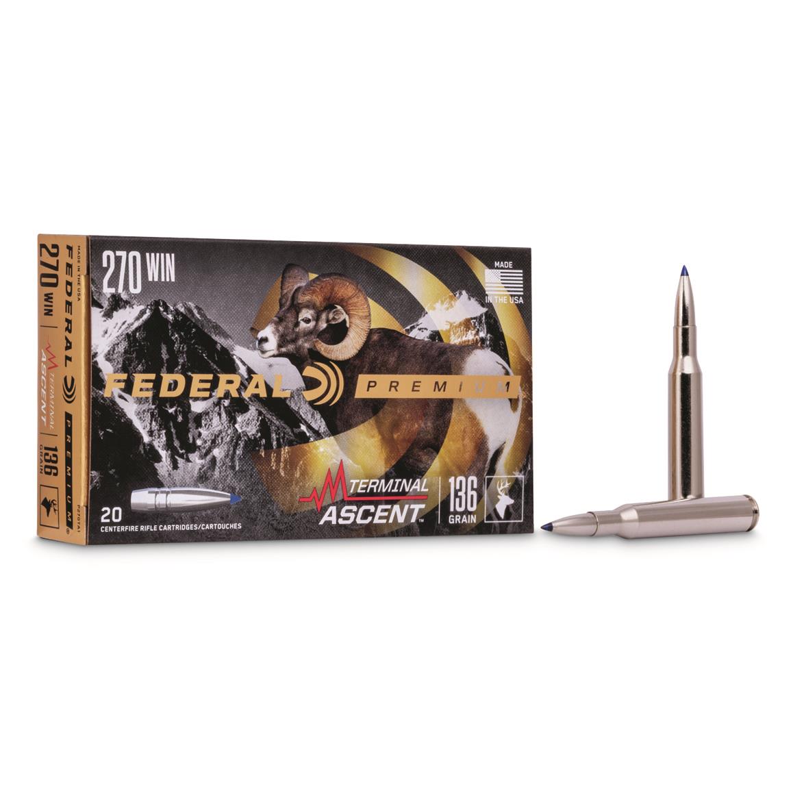Federal Premium Terminal Ascent, .270 Winchester, Bonded Polymer Tip, 136 Grain, 20 Rounds