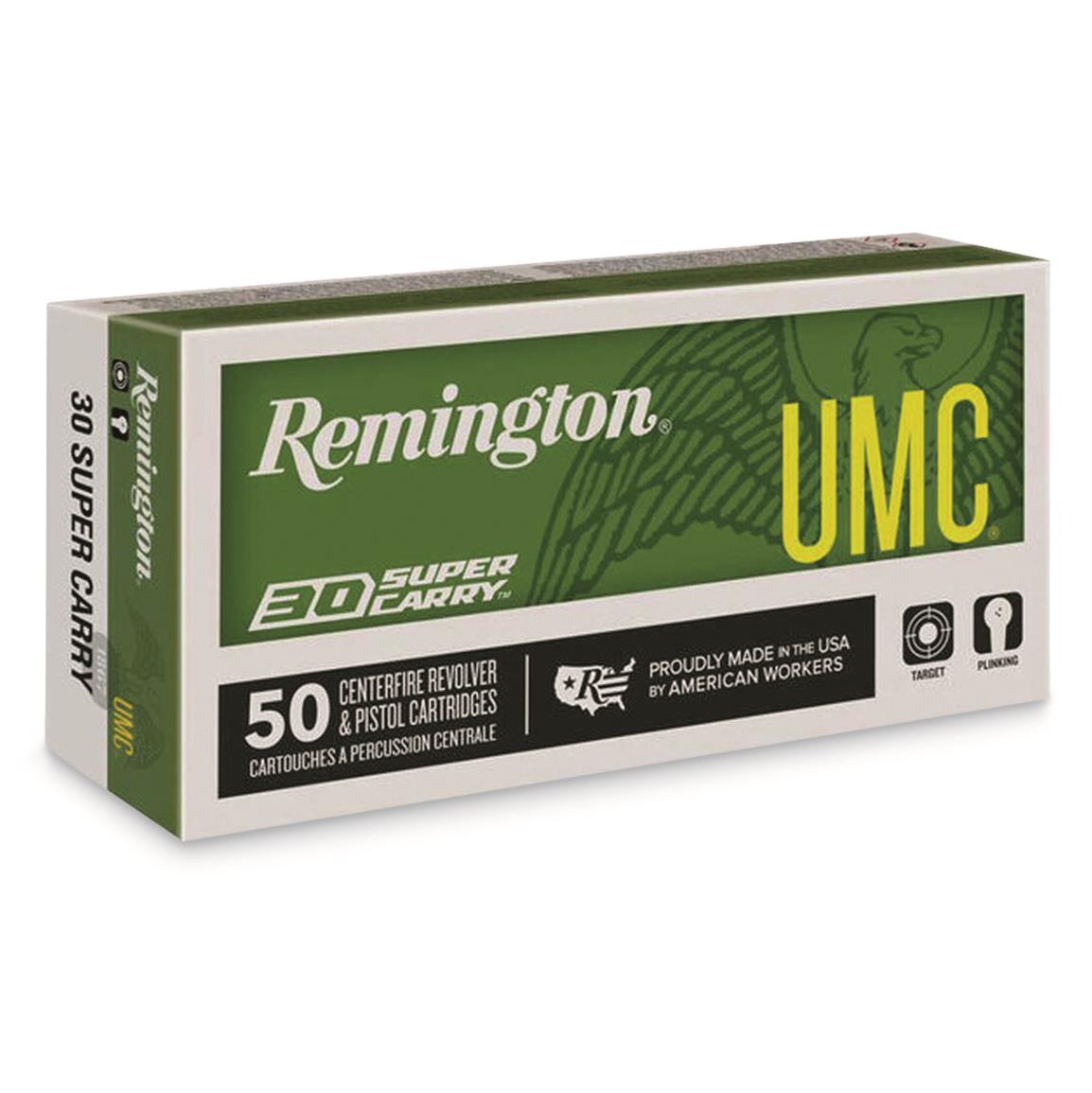Remington UMC, 30 Super Carry, FMJ, 100 Grain, 50 Rounds