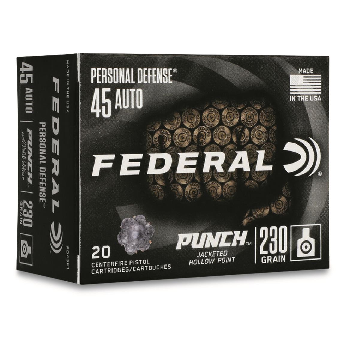 Federal Personal Defense Punch, .45 ACP, JHP, 230 Grain, 20 Rounds