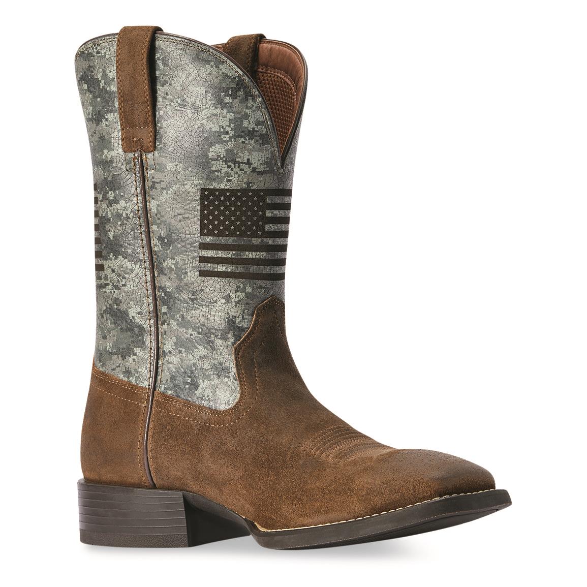 Ariat Men's Sport Patriot Flying Proud Western Boots, Tumbleweed Taupe/digi Green Camo