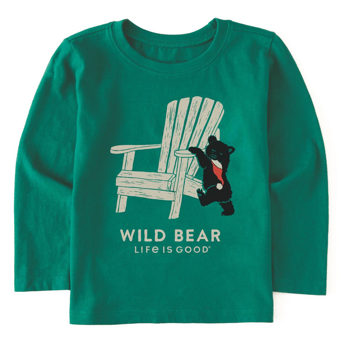 Life Is Good Toddler Holiday Adirondack Wild Bear Crusher Shirt, Spruce Green