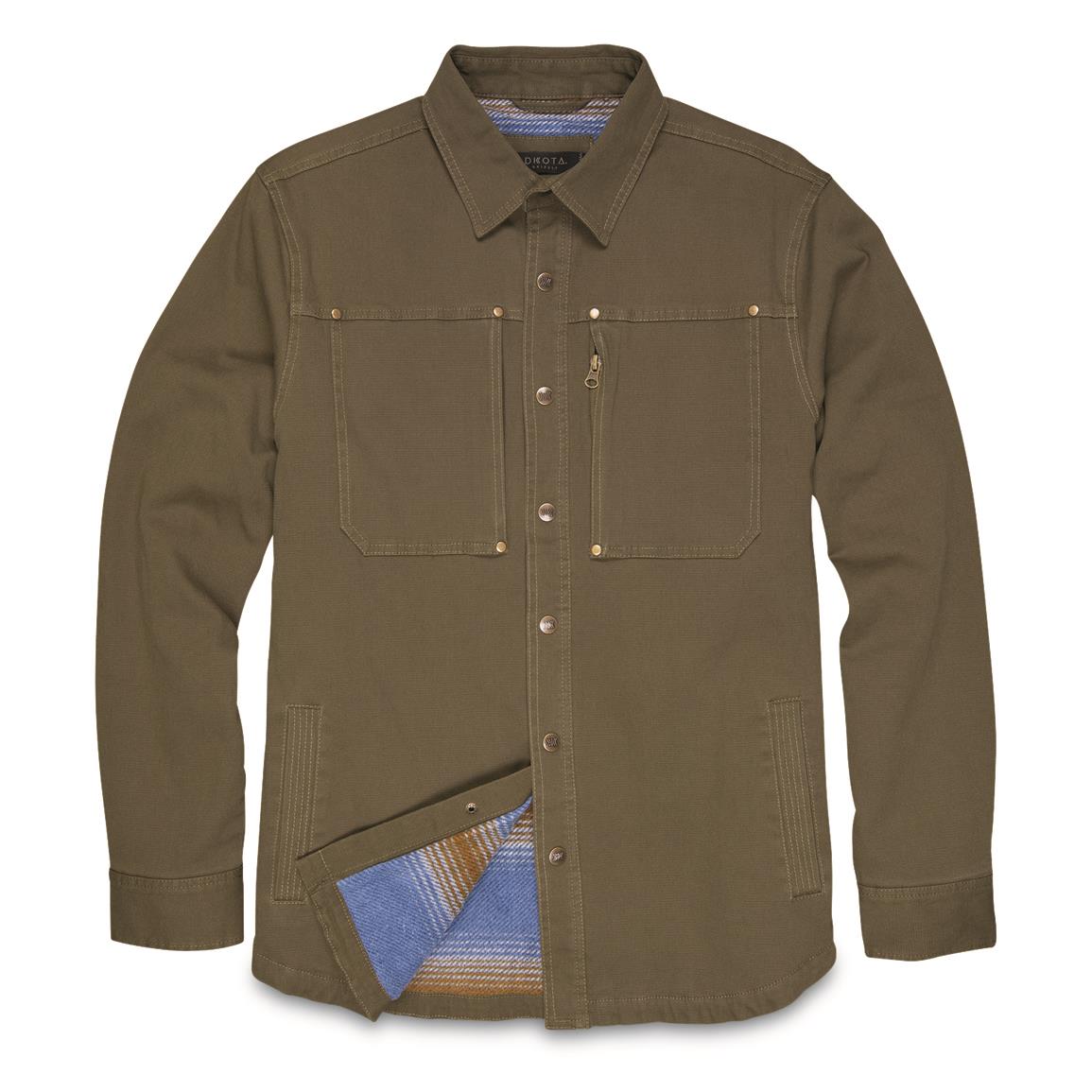 DKOTA GRIZZLY Men's Sergei Stretch Twill Fleece-lined Shirt Jacket, Field