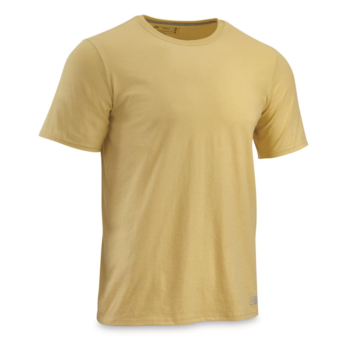 U.S. Military Surplus Cotton Blend Dri Power Mediumweight T-Shirts, 6 Pack, New, Gold