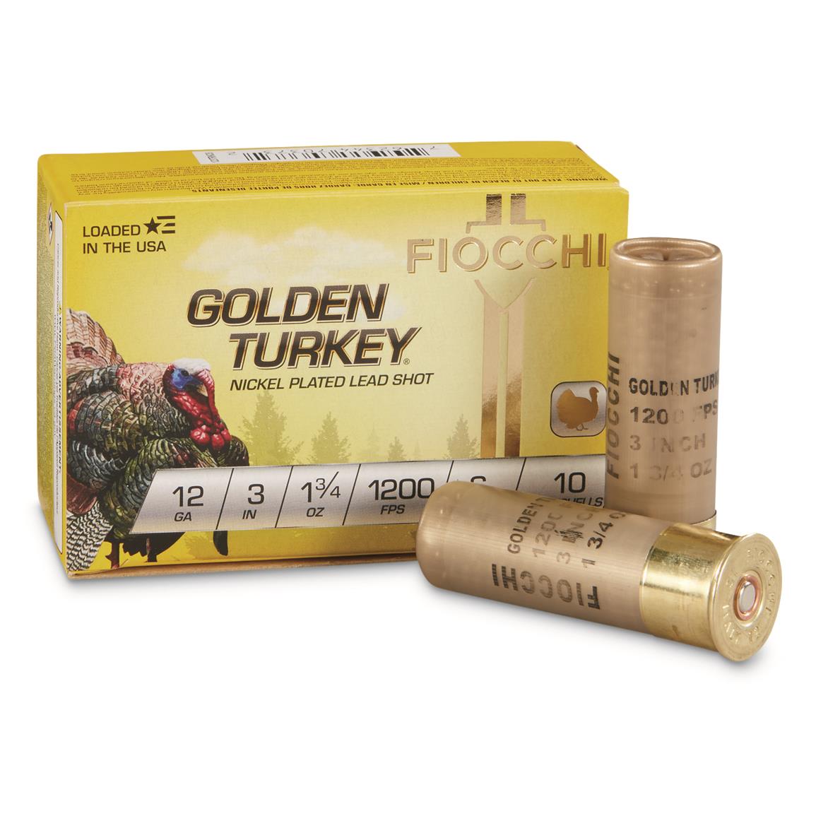 Fiocchi Golden Turkey, 12 Gauge, 3", 1 3/4 oz., 10 rounds