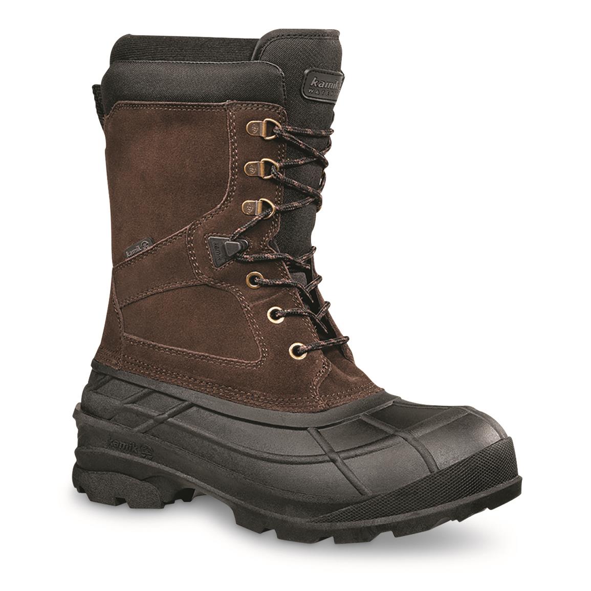Kamik Men's NationPlus Waterproof Insulated Boots, Size 7, Dark Brown
