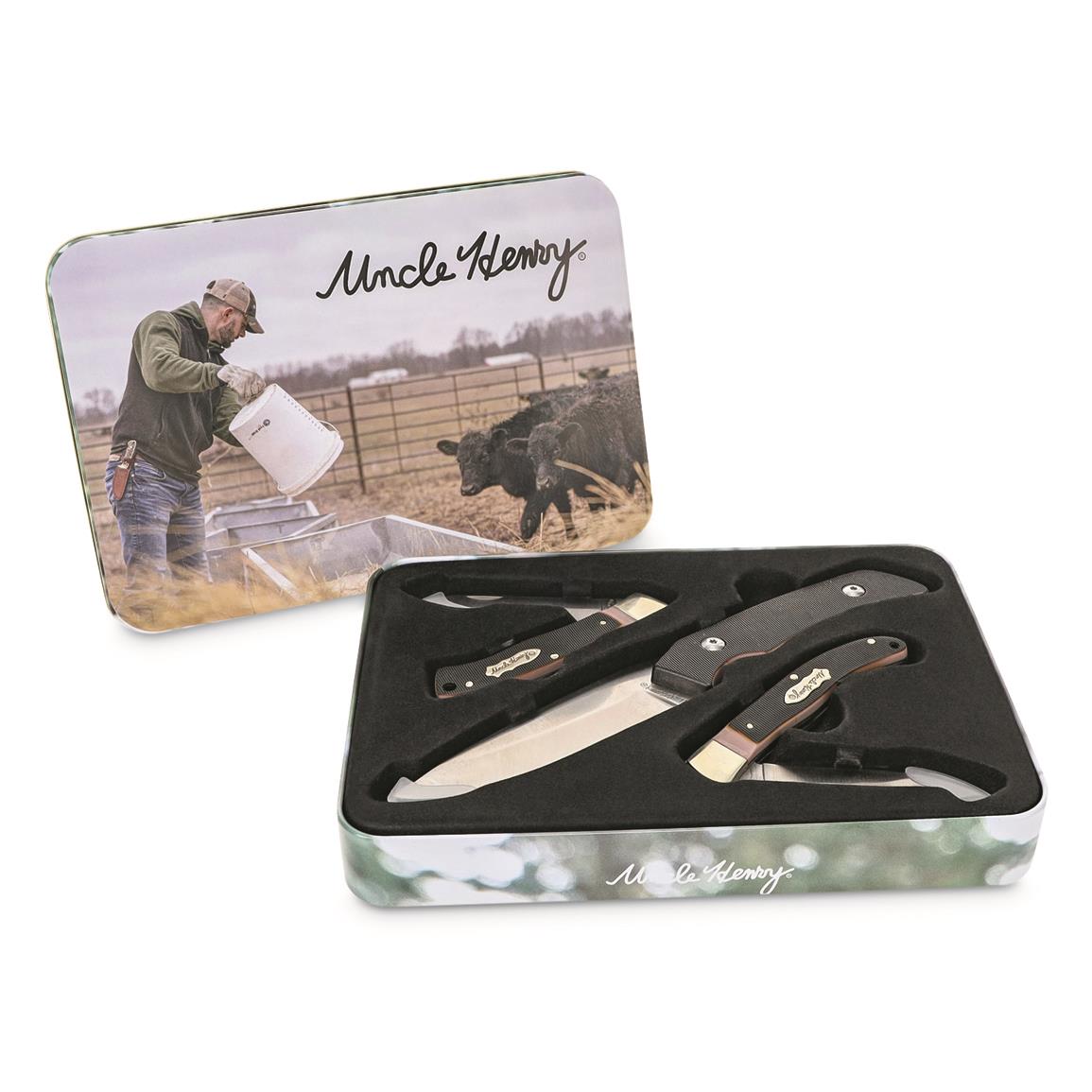 Uncle Henry 3-Knife Combo in Gift Tin