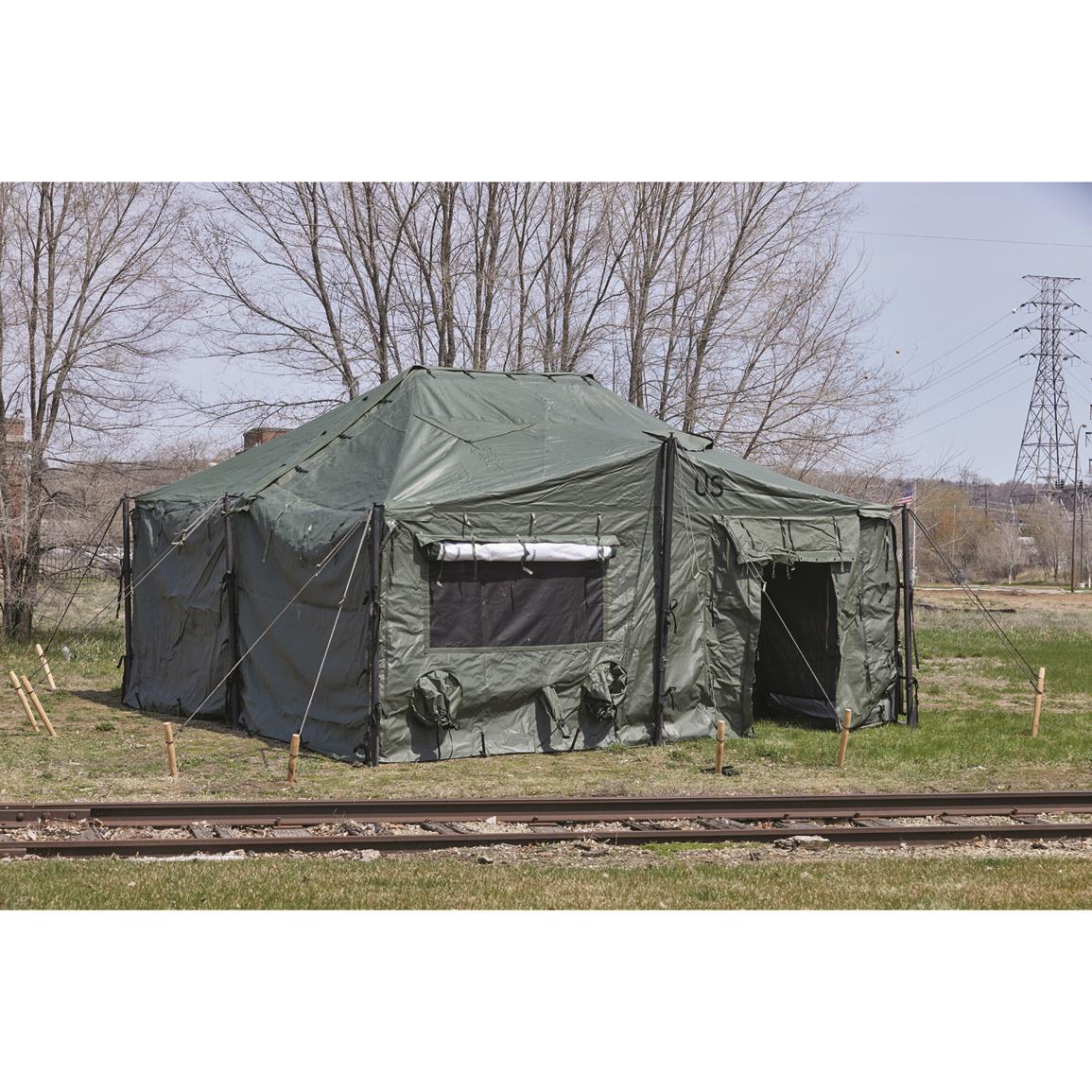 U.S. Military Surplus MGPTS Type 1 Tent System 18' x 18' Used, Olive Drab