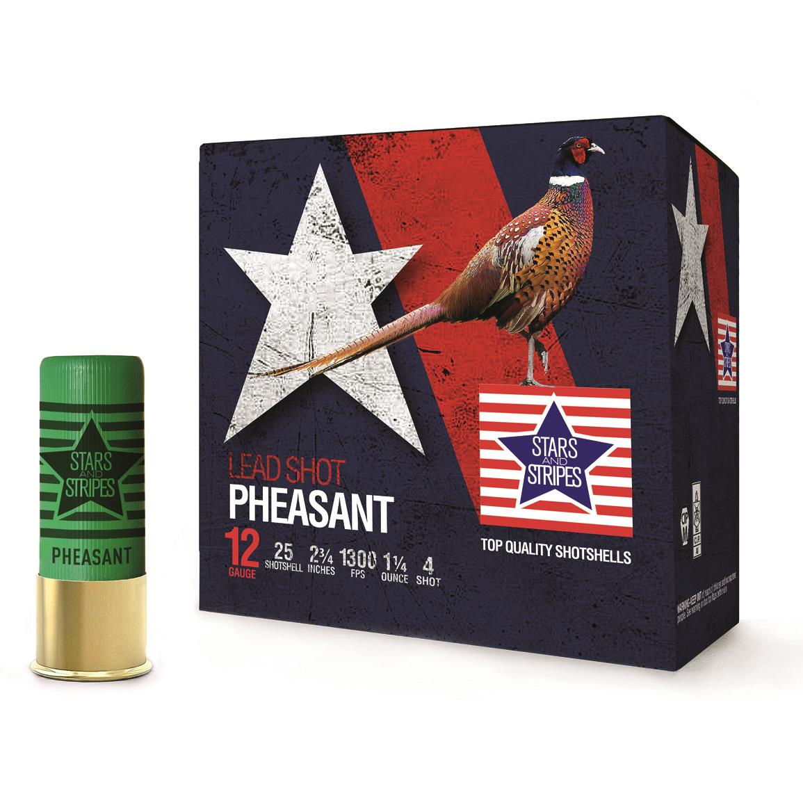 Stars and Stripes 12 Gauge Pheasant Loads, 2 3/4", 1 1/4 oz., 250 Rounds