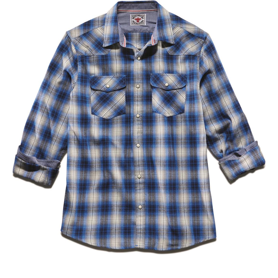 Brushed cotton-blend flannel, Navy/grey/white