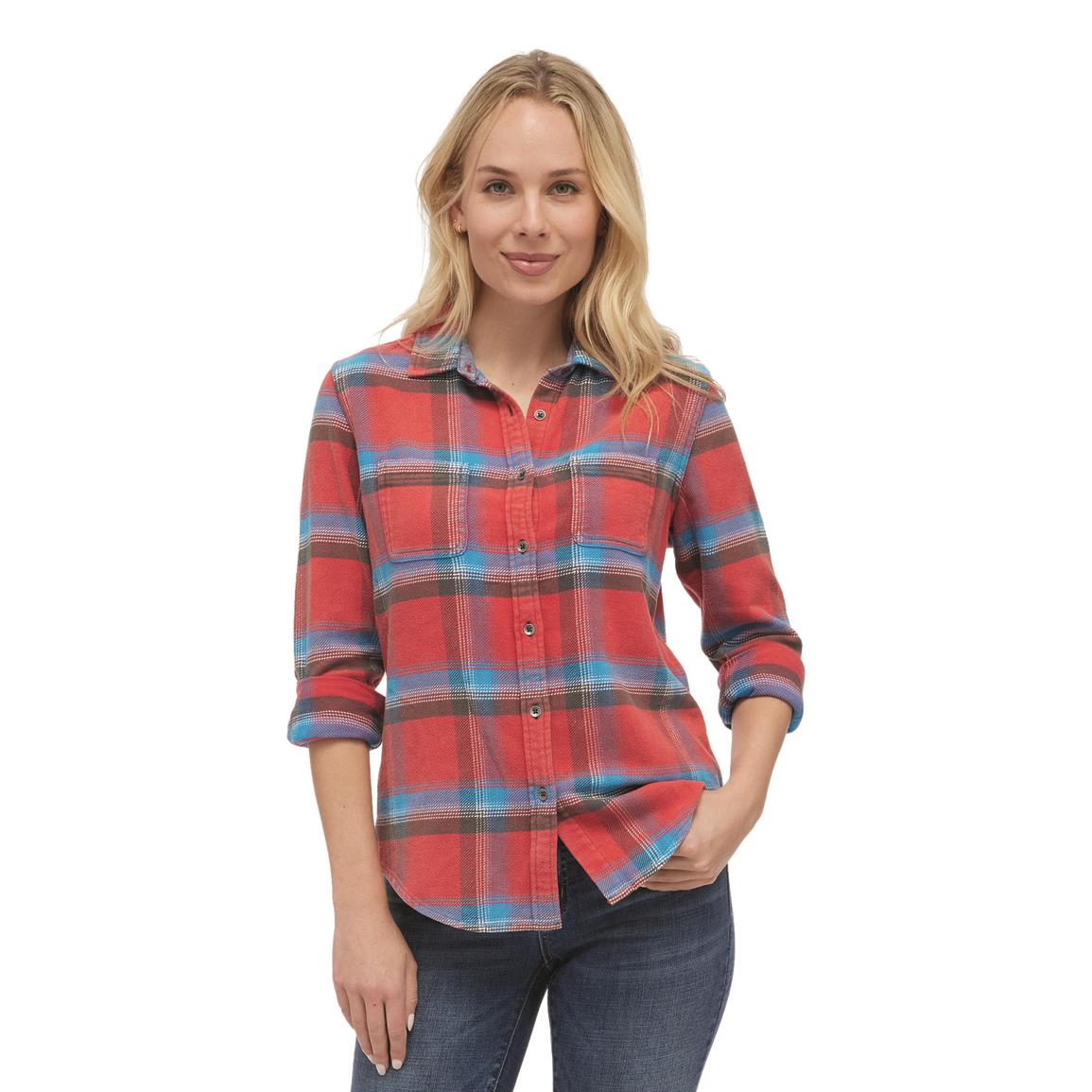 Flag & Anthem Women's Larkspur Relaxed Flannel Shirt, Red/blue/charcoal