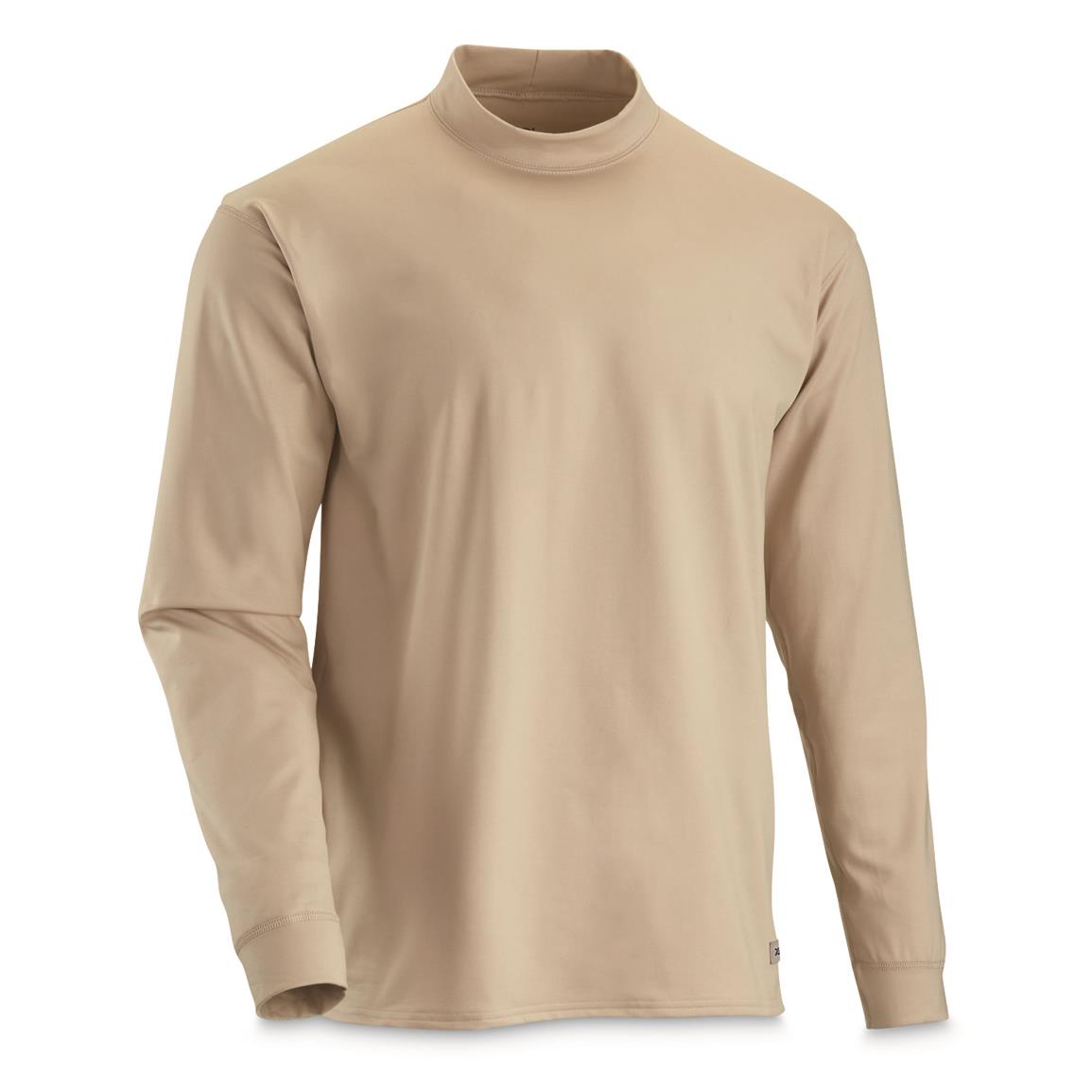 U.S. Military Surplus Heavyweight Performance Long Sleeve Base Layer Shirt, New, Tan