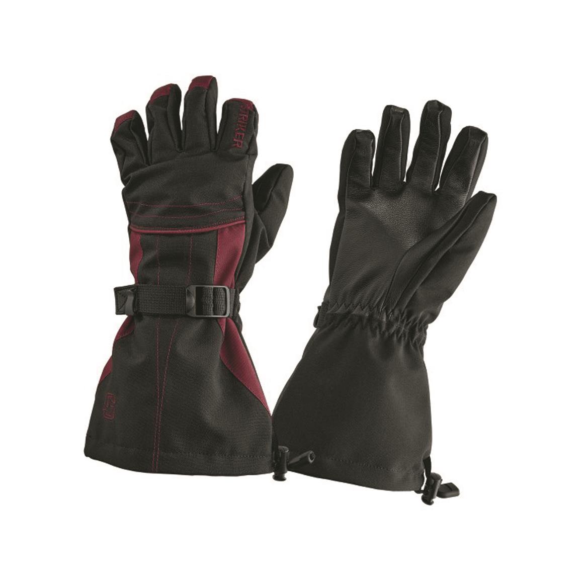 Striker Women's Stella Ice Fishing Gloves, Black/burgundy