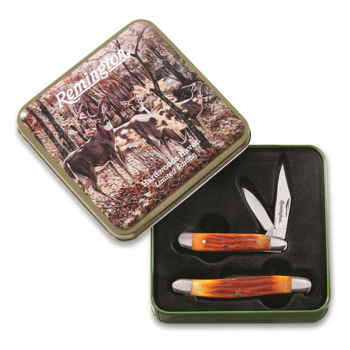 Remington Hardwoods Haven Collector Knife Set in Gift Tin